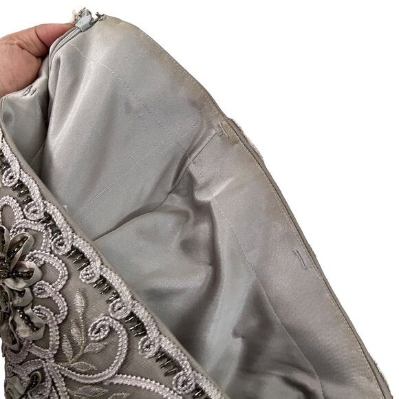 Vintage Sue Wong Nocturne Womens Gray Embroidered Beaded Strapless Dress Size 10 - Picture 4 of 7